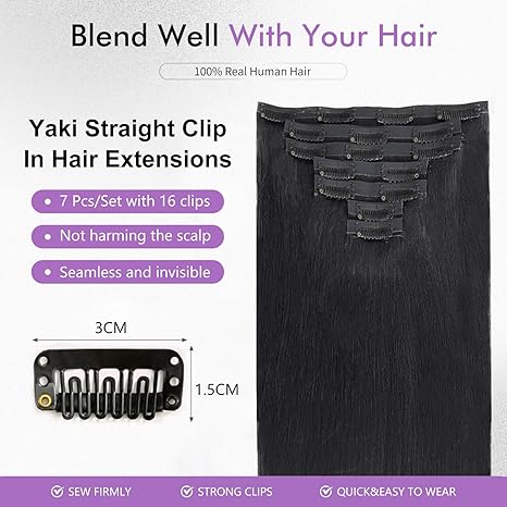 Yaki Straight Clip In Hair Extensions - Image 3
