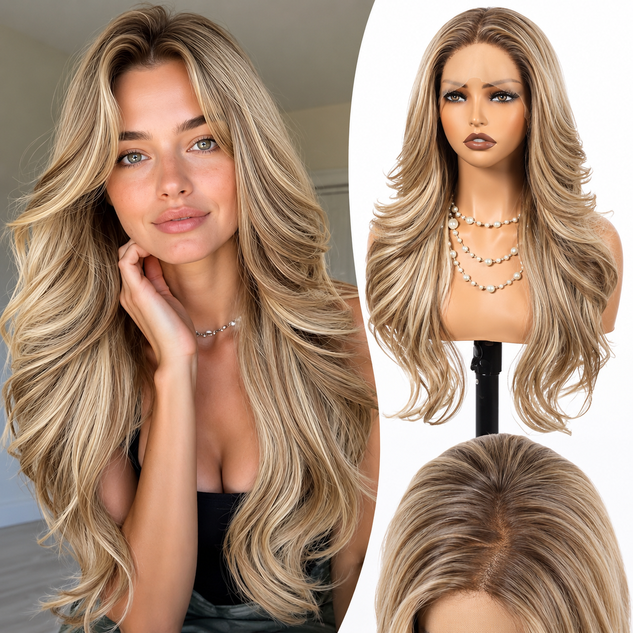 Ash Blonde Highlight Lace Front Wig