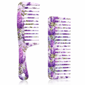 Lavender Wide Tooth Comb Set