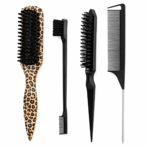 Leopard Slick Back Hair Brush Set